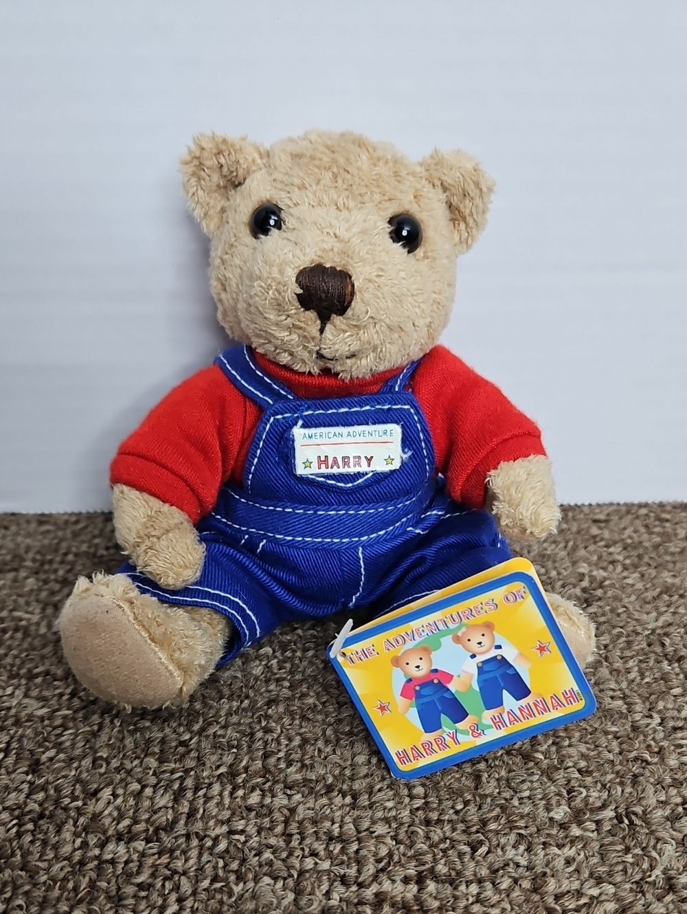 2003 American Adventure 5" Tan Harry Teddy Bear Beans Blue Overalls Red Shirt